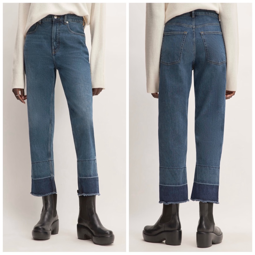 •EVERLANE• The Way-High Jeans in Abyss Wash Released Hem Straight‎ Leg Size 24R